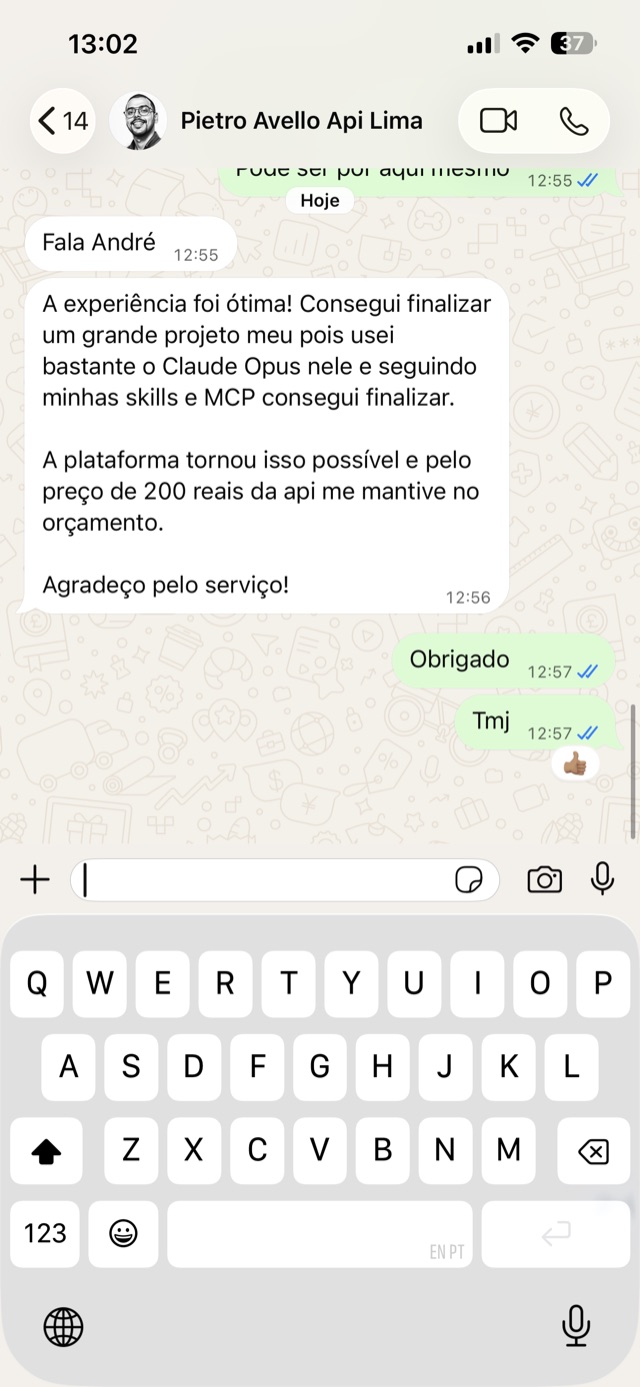 Mensagem de cliente 1 de 22: Projetos que chegaram ao outro lado